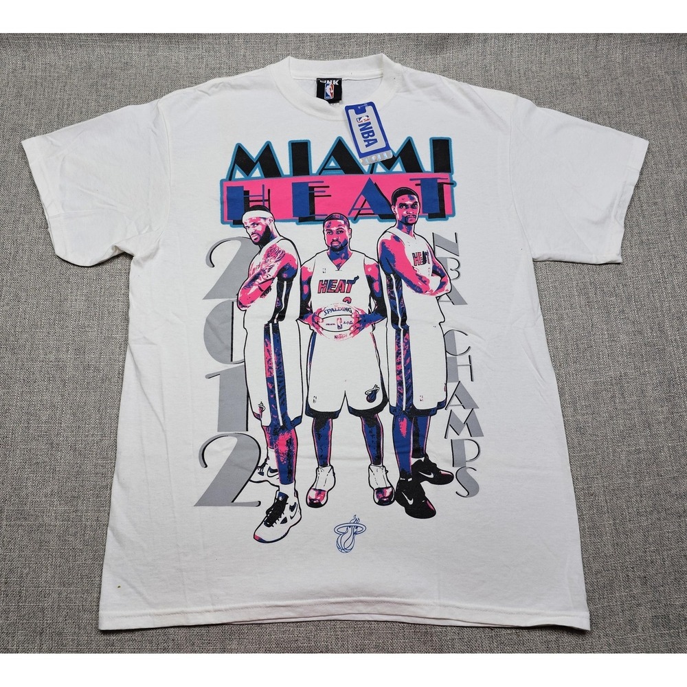 Miami Heat Shirt Mens Large White NBA Basketball 2012 Champs UNK Graphic Tee